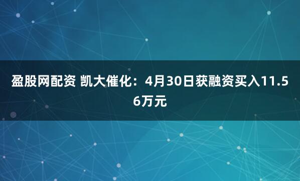 盈股网配资 凯大催化：4月30日获融资买入11.56万元