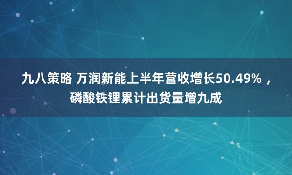 九八策略 万润新能上半年营收增长50.49% ，磷酸铁锂累计出货量增九成