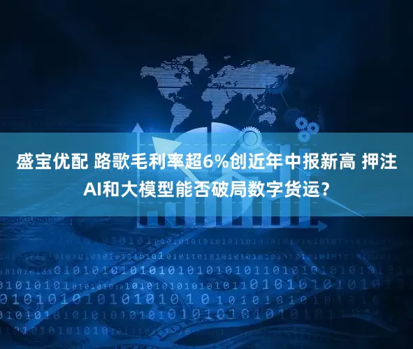 盛宝优配 路歌毛利率超6%创近年中报新高 押注AI和大模型能否破局数字货运？